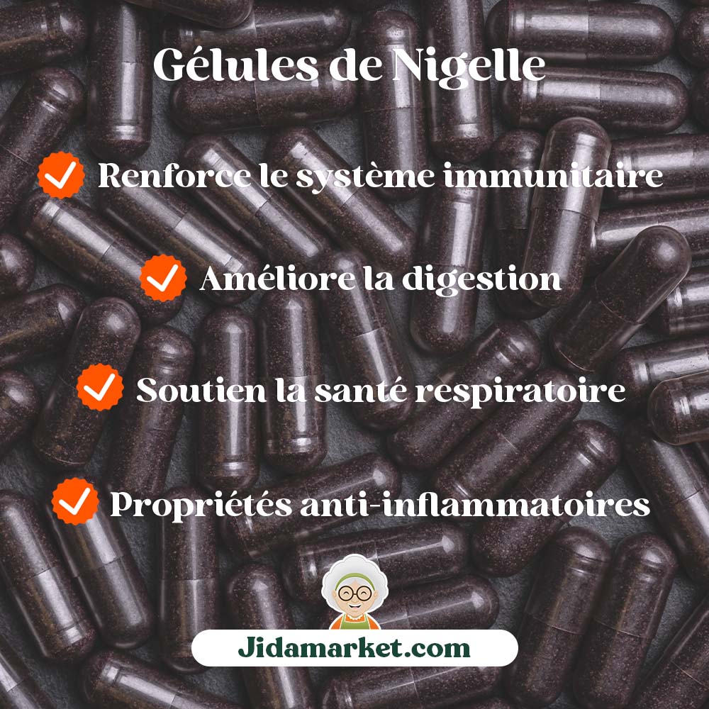 GELULES POUDRE NIGELLE 3 Bienfaits Gélules de nigelle d'Ethiopie