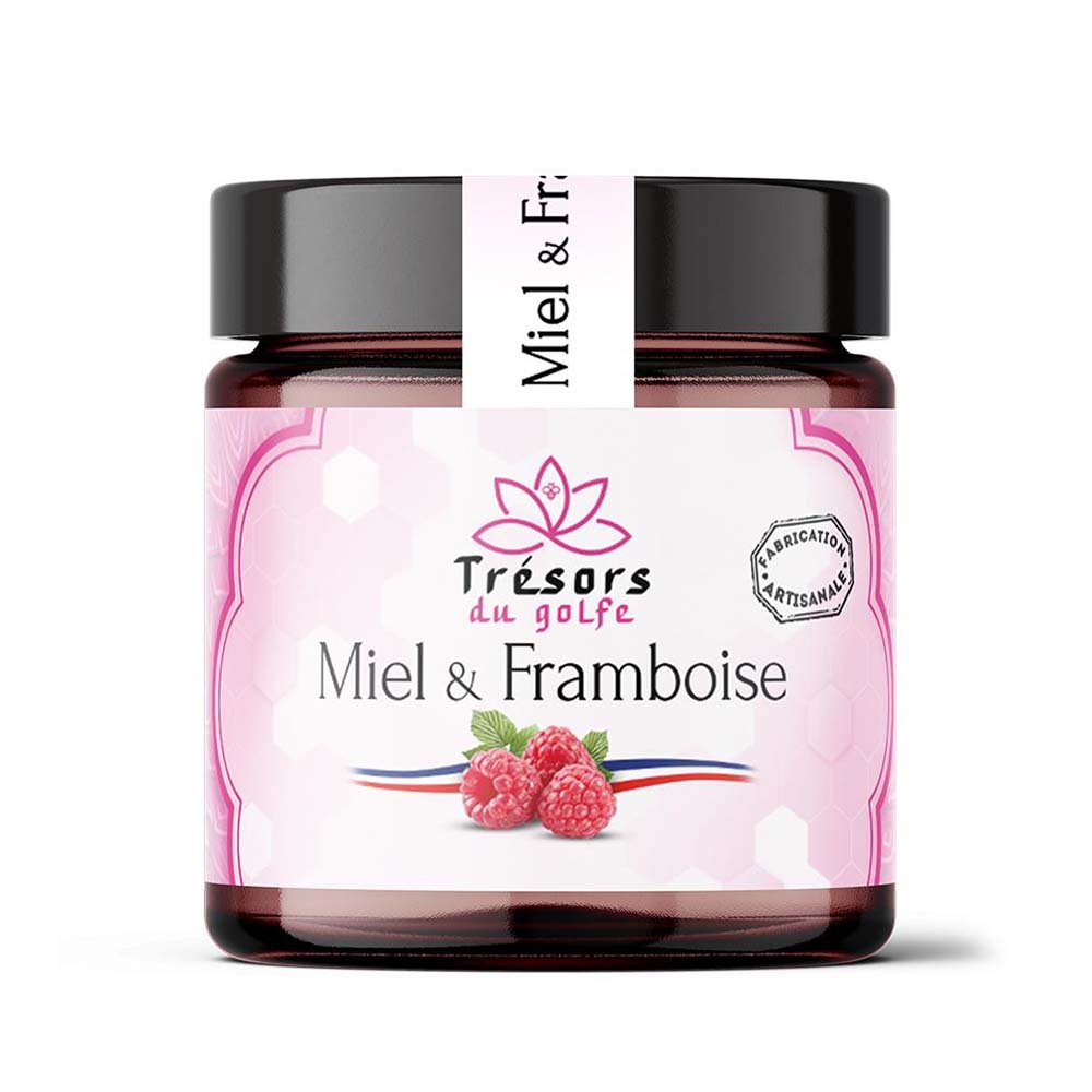 MIEL A LA FRAMBOISE 1 Miel à la framboise artisanal – pot en verre 250g