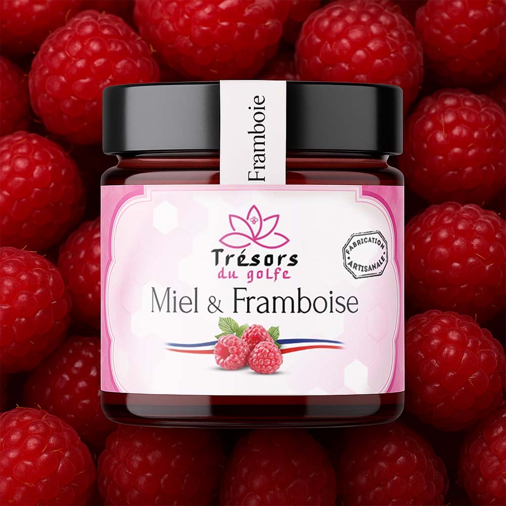 MIEL A LA FRAMBOISE 2 Miel à la framboise artisanal – pot en verre 250g