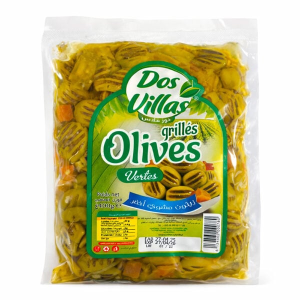 Olives grillées vertes marinées