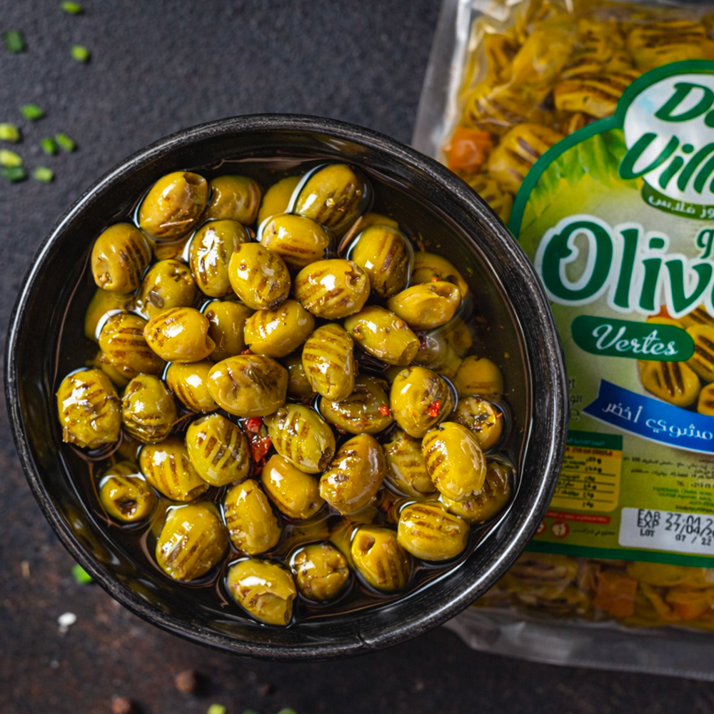 olives-grillees-vertes-marinees-400g Olives grillées vertes et marinées – Recette algérienne – Sachet 400g