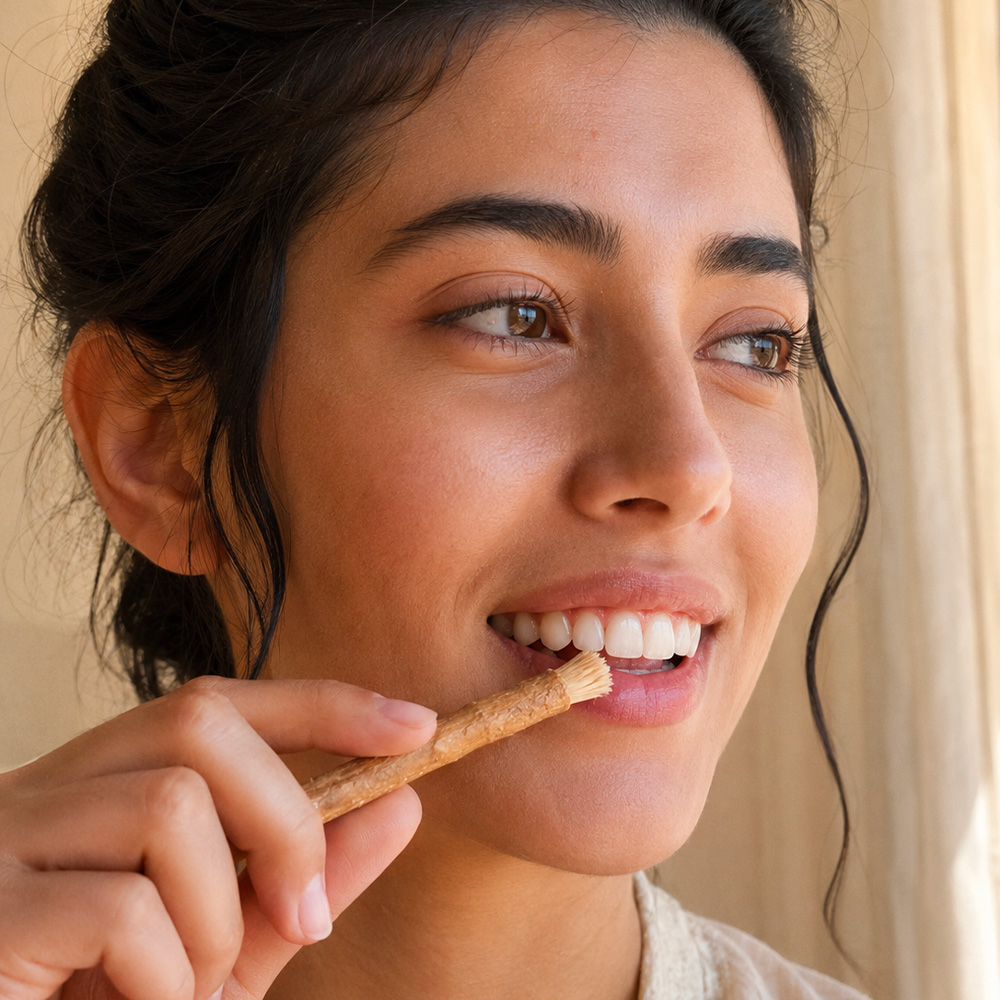 Bâton de siwak naturel prêt à l'emploi pour le brossage des dents