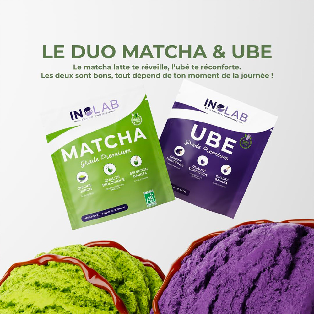Ube Latte Bio et matcha Premium - Igname violet des Phillipines | INOLAB