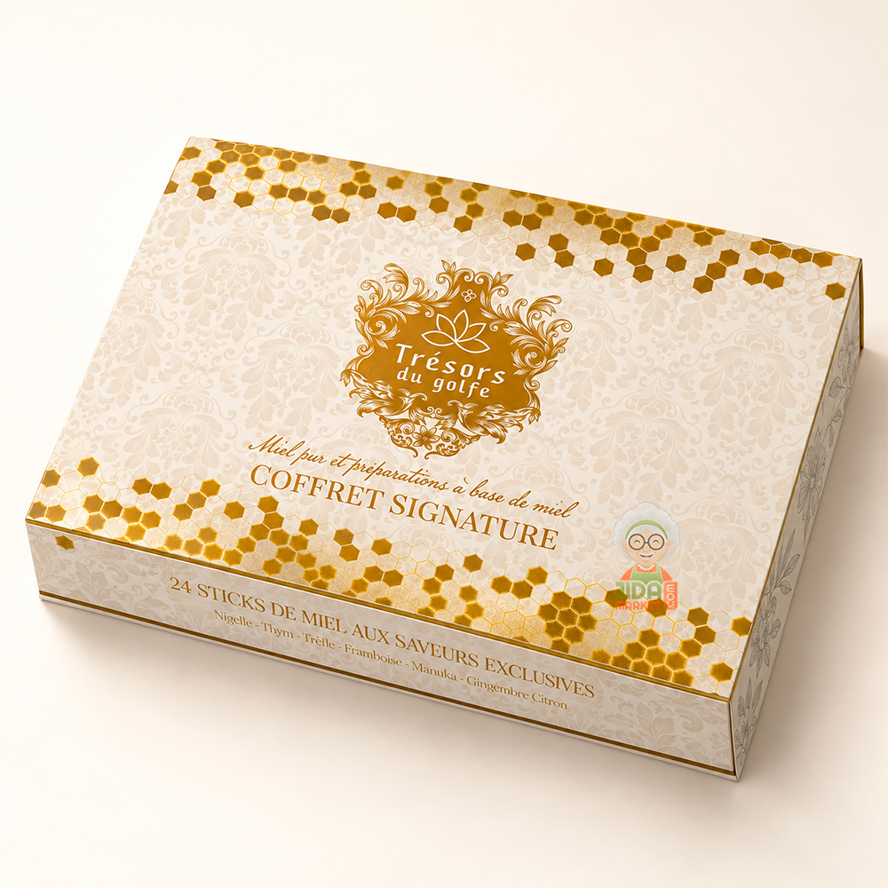COFFRET SIGNATURE MIELS Coffret miels contenant du miel de nigelle, miel de manuka, miel de thym... - 24 sticks de 10g