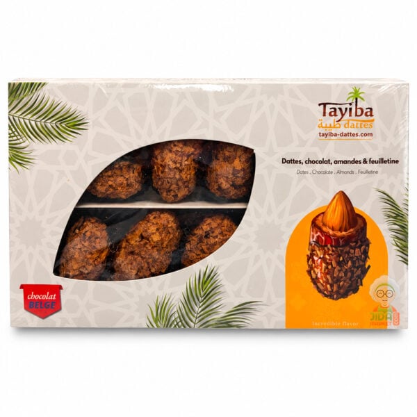 Dattes au chocolat, amandes et feuilletine